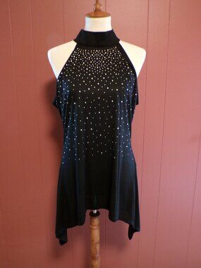 Essentials Milano Women's Sleeveless Black Silver Studded Blouse